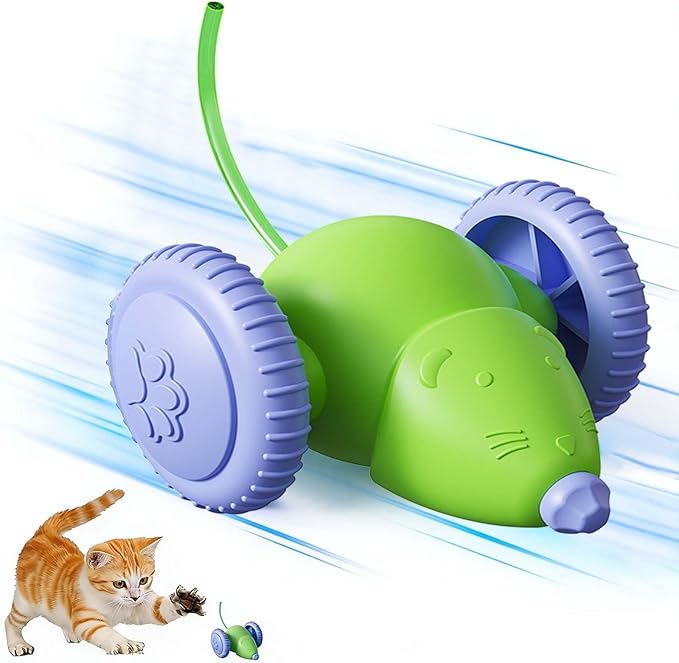 Interactive Cat Toys for Indoor Cats, Kitten Toys Like a Mouse, Rechargeable Cat Mouse Toy with Tail & Lights, Cat Toys for Bored Indoor Adult Cats, Automatic Cat Toy for Enrichment Exercise