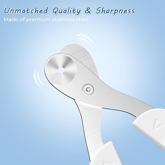 Cat Nail Clipper, Cat Nail Trimmer with Positioning Round Hole, Sharp Non-Slip Handle Cat Claw Clipper, Safe Indoor Cat Nail Clipper, Pet Nail Clipper for Cats, Puppies and More Animals - Grey