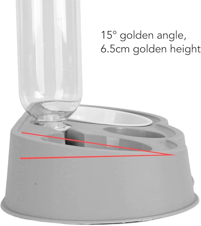 Double Pet Bowl Set, Non - Slip Stable 2-in-1 Food & Water Bowl with Automatic Water Dispenser Bottle, Feeding Station for Cats, Small Dogs and Mini Pets (Gray)