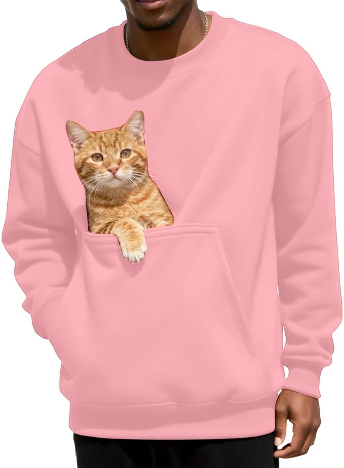 Pet Pouch Sweatshirt Men Kangaroo Pocket Pullover Puppy Cat Care Shirt Dog Carrier Top Animal Holder Crewneck Unisex