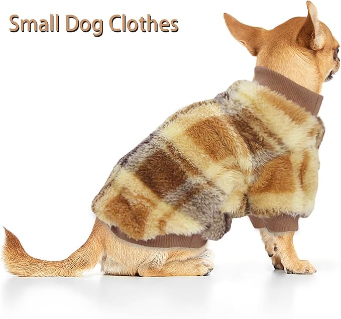 Sphynx Cat Sweater Plaid Hairless Cat Clothes Sweater Fleece Soft Warm Long Sleeves Pullover Pet Clothes Pajamas Dog Cloth for Small Dogs Jumpsuit Pet Sweaters (B-Plaid, Small)