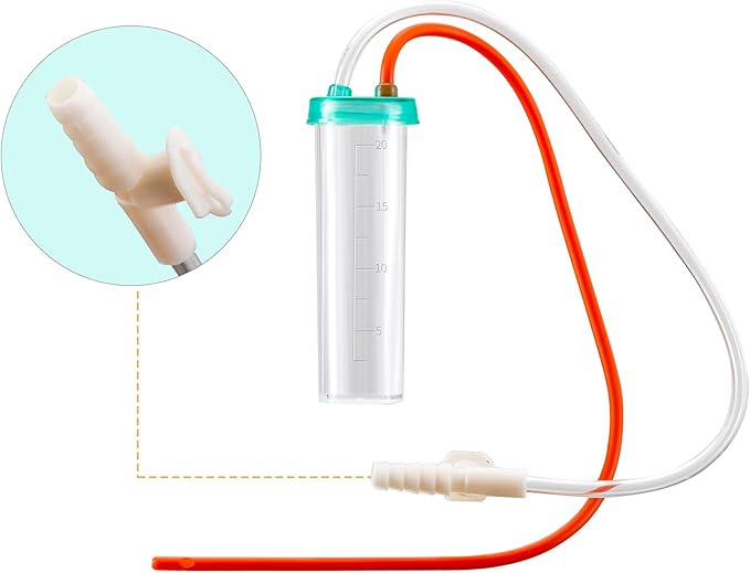REDDOUDOU Newborn Puppy Kitten Small Animal Sterile Mucus Extractor Suction Catheter, Animal Kid Puppy Kitten Tube Feeding Kit 8 FR Red Feeding Tubes with 20ml Syringes and Bulb Aspirator