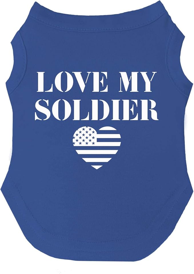 Love My Soldier Dog Tee Shirt | Sleeveless Breeds | Army | Militray | Homecoming |Royal Blue, Small 89