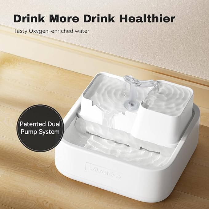 Cat Water Fountain Basic Small Dog Drinkng Water Bowel 3-Stage Unique Design for Multi Pets Water Dispenser for Waterfall Fountain Kitty with Isolating Pump - Square Drinking Top