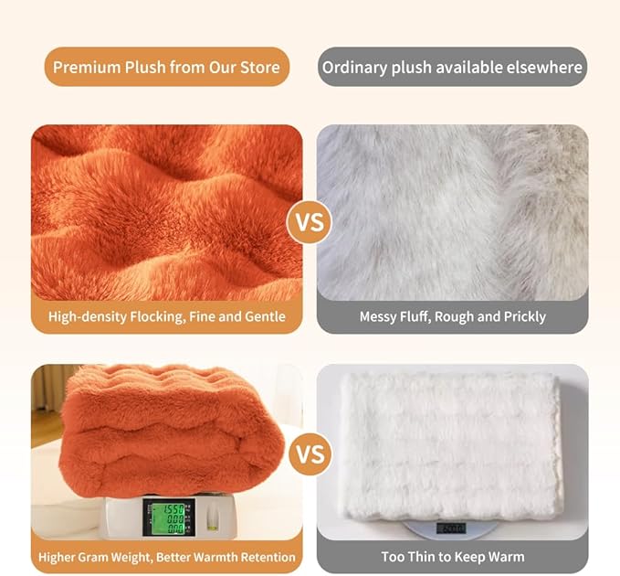 SOMAHE Pet Blanket, Reversible Sherpa & Bubble Fleece Pet Throw, Ultra-Soft Plush for Cats & Small Dogs, Machine Washable, Anti-Static, Warm & Cozy,28"×22" Inch Orange