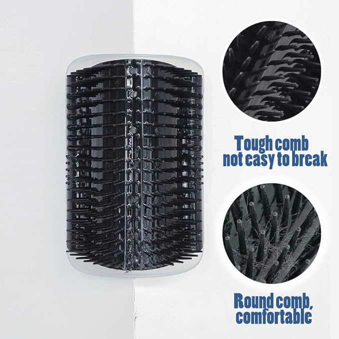 Cat Self Groomer Toy Wall Corner Massage Comb Perfect Massager Brush with Catnip (4 PCS Black)