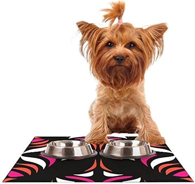 Miranda MOL Magenta Orange Hawaiian Retro Feeding Mat for Pet Bowl, 24 by 15-Inch