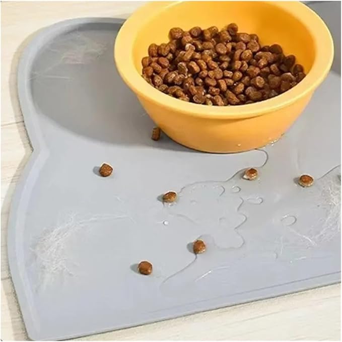 2pcs Waterproof Cat Bowl Mat Silicone Easy to Clean