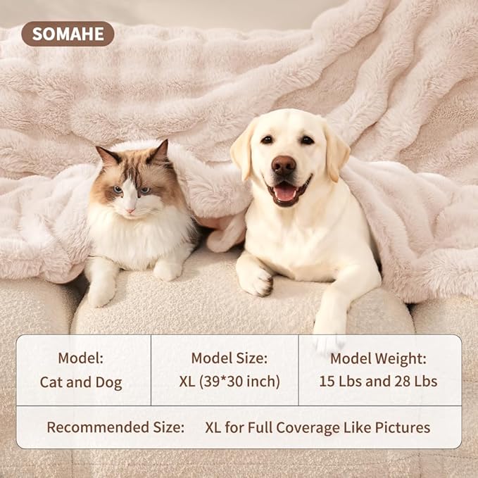 SOMAHE Cat Blanket, Reversible Sherpa & Bubble Fleece Pet Throw, Ultra-Soft Plush for Indoor Cats, Machine Washable, Anti-Static, Warm & Cozy, 22"×18" Inch White