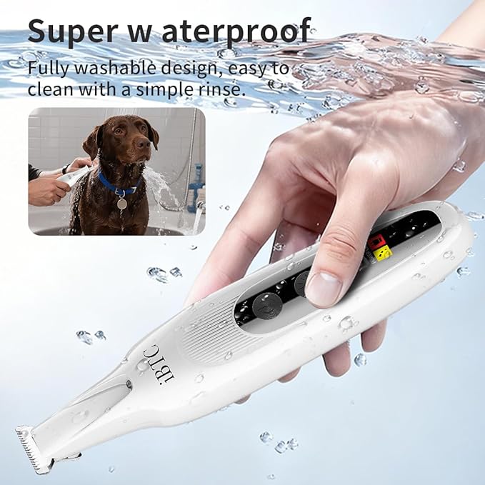 iBTC 2026 New Pet Precision Trimmer, Dog Paw Trimmer with LED Light, Low Noise, IPX Waterproof, Dual-Speed Motor, Suit for Trimming Paw, Ear, Face, Butt, Eyebrows, USB Rechageble