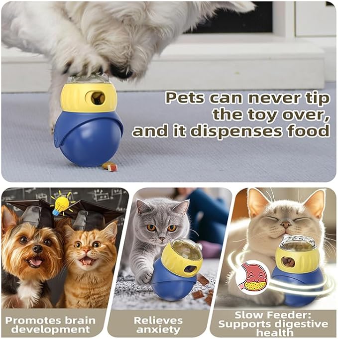 BSISUERM Cat Interactive Toys for Indoor Cats Adjustable Treat Puzzle Food Dispenser Weight Loss Tumbler Slow Feeder Fun Kitty Sliding Rolling Ball Enrichment Toy for Kitten Adult Cats Small Dogs