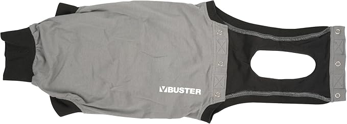 Kruuse Buster EasyGo Recovery Suit for Cats – Black/Grey (3X Small, 11.5") – Soft, Breathable Post-Surgery Bodysuit for Wound Care, Hot Spots & Incontinence – Comfortable Protection for Cats