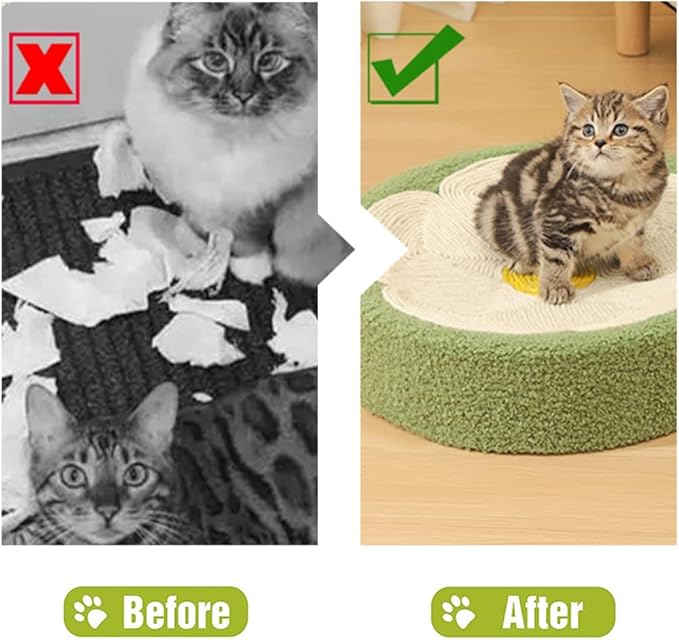 Cute Bowl-Shaped Cat Scratch Bed Durable Cat Scratch Protection Bed Sofa Non-Dandruff Cat Scratch Protection Claw Toy Cat Scraper Nest (Flower)