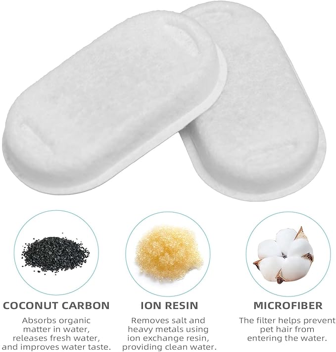 ONECUTE Cat Water Fountain Filter Compatible with Stainless Steel Dispenser, Efficient Filtration with Coconut Shell Activated Carbon and Fresh Water (12 Filters+12 Sponges)