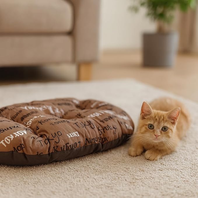 Ferplast Cat Bed, Dog Bed Washable Pet Mat Cushion in Cotton with Soft Padding, 43 x 30 cm. Brown