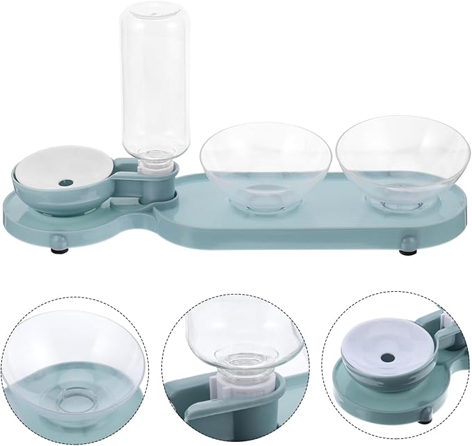 Totority Pet Feeder Dual Bowls and Automatic Water Dispenser for Cats Tilted Design for Easy Eating and Drinking Capacity Elegant Finish