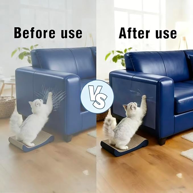 Cat Scratch Furniture Protector Clear Vinyl - 197"x16.5" Extra Large Cat Scratch Tape Roll, 2.5X Thicker Self-Adhesive Anti-Scratch Film for Leather Couch Sofa, Residue-Free