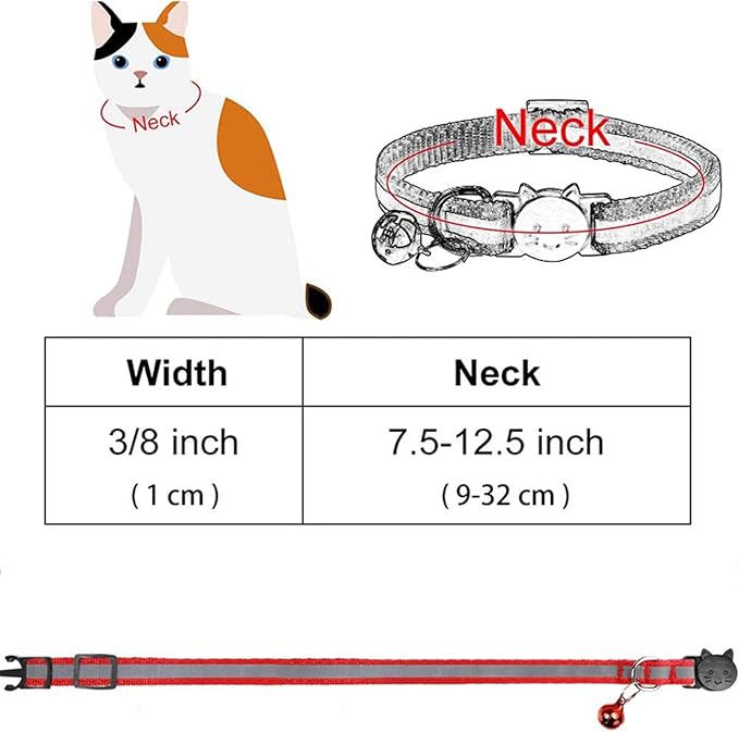 2 Pack Personalized Reflective Cat Collar Breakaway Cat Collars with Name Plate and Bell,Cat Collar with Personalized