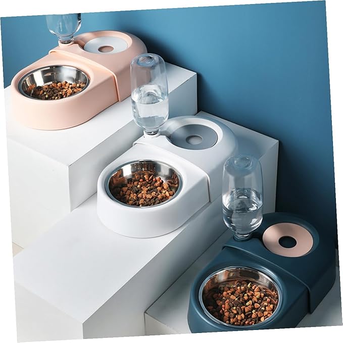 VICASKY Automatic Pet Feeder and Water Bowl, Blue Anti-Spill Dog and Cat Feeding Dish for Home Use, Sturdy Food-Grade Plastic Pet Feeding Bowl for Dogs and Cats