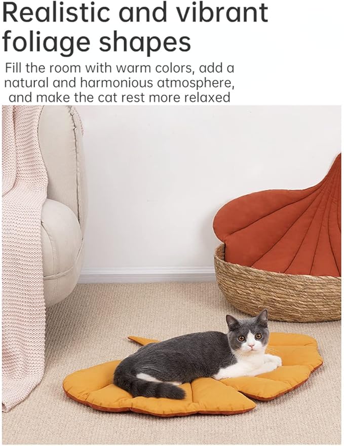 Leaf Shape Cat Nest and Dog Bed - Double-Sided, Warm and Comfortable Floor Mat Cover Pad - Cartoon Cat Bed Indoor Accessories