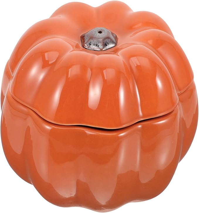 Ceramic Elevated Cat Bowl and Small Dog Food Feeder, Pumpkin Orange Dual Pet Bowls for Feeding and Watering, Neck Protection Design for Puppies and Cats, Portable Travel Pet Dish