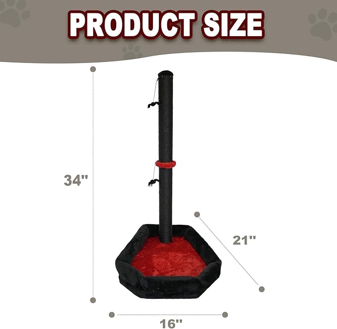 Gothic Cat Scratching Post with 40 Pcs Interactive Cat Toys, 34" Tall Cat Scratching Posts for Indoor Cats Adults, Cute Cat Scratch Post with Spider Toys