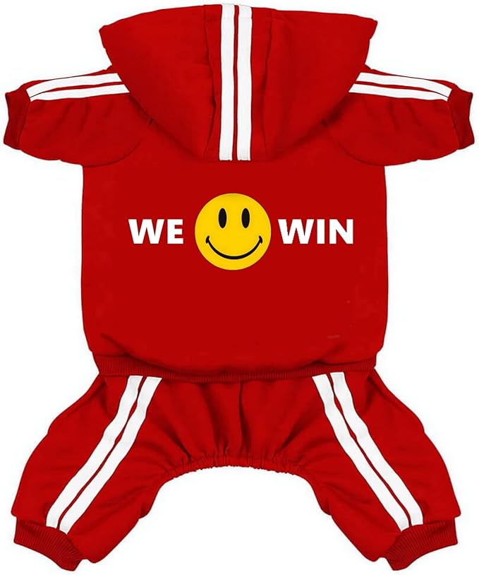 Pet Outfit - Cute Dog Hoodie Sweater Tracksuit Winter Clothes Jumpsuit Pajamas 4-Legs Red for Puppy Small Medium Large Dogs Boy or Girl (X-Small)