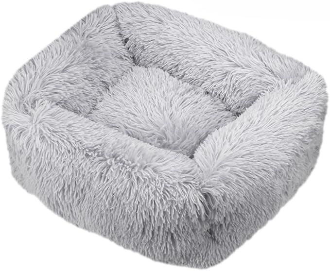Donut Dog & Cat Bed - Soft Plush Self-Warming Cave for Cats & Small to Medium Dogs | Calming Cuddler with Improved Sleep & Comfort(Light Gray,17.72X5.91X13.78 in)