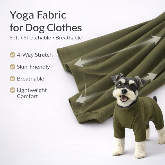 Lovelonglong Dog Full Bodysuit – Stretchy Yoga Fabric 4-Leg Dog Pajamas, Breathable & Lightweight Dog Onesie for Indoor & Outdoor, Shedding Control & Travel Wear