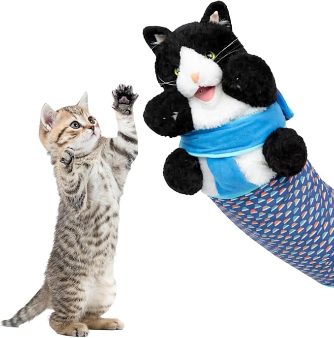 Cat Wrestling Glove Puppet – Interactive Hand Glove with Protective Sleeve, Durable Enrichment Toy for Cats & Kittens, Safe Boredom Relief