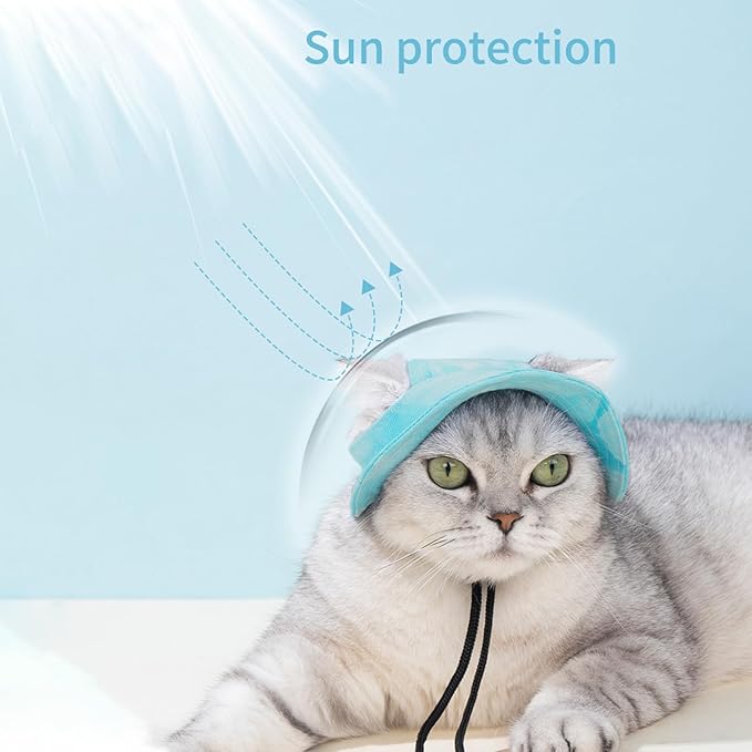 Pet Hat with Ear Holes Sunscreen Cap, Adjustable String Dog Cat Summer Sun Hat,Cat Dog Bucket Hat for Birthday Party Costume Decoration Outdoor Hiking (Green, Large)
