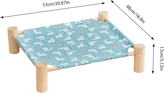 Raised Cat Bed - Wooden Dog Elevated Indoor Outdoor Bed, Cat and Dog Hammock Cot, Removable Sleeping Furniture for Home Living Room Apartment Dorm Outdoor Patio Balcony Porch Corner