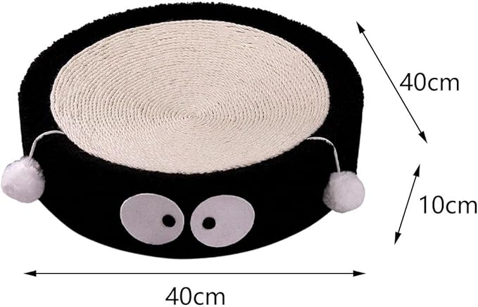 Cat Scratch Pad Bowl Nest Corrugated Cat Lounge Comfortable Claw with Interaction Ball Toy Furniture Protector, Black Circle