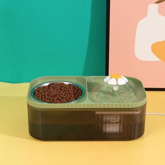 2 in 1 Cat Water Fountain Pet Water Dispenser Double Cat Bowl with Water Fountain Automatic Pet Water Dispenser Cat Food and Water Bowl Set for Cats, Dogs, Pets(#5)