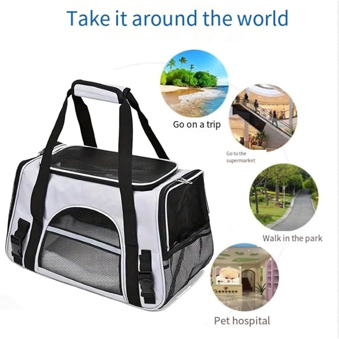 Cat Carriers, Dog Carriers, Pet Carriers – Airline-Approved Soft-Sided Bag for Cats & Small Dogs (Up to 15 lb), Foldable, Breathable Mesh, Privacy Cover, Washable & Lightweight