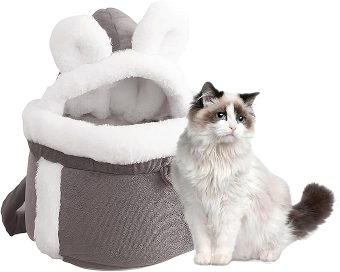 Cat Bag Carrier, Double Pocket Cat Front Pack, Comfortable Sling Carrier with Adjustable Buckle, Cozy Travel Carrier (Grey, Medium)