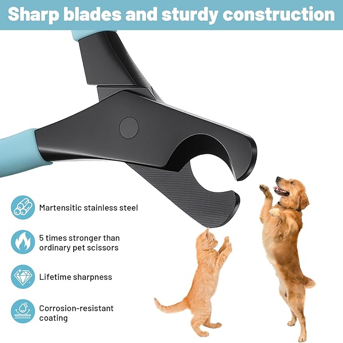 Pet Nail Clippers for Dogs and Cats – Professional Dog Nail Trimmer, Stainless Steel Sharp Blade for Splinter-Free Cutting, Ergonomic Non-Slip Handle for Home Grooming