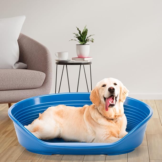 Ferplast Cat Bed, Plastic Dog Bed Extra Large, Ventilation Holes and Non-Slip Rubber Feet for Added Stability 111 x 80,5 x h. 33,5 cm. White