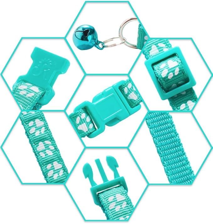 XS Dog Collar with Bell, 2-Pack Basic & Reflective Cat Collar with Bells for XXS Xs Small Pet Dogs Boy Tiny Kitten Girls Animal,Neck 7-12 Inch (Light Green, Neck 7-12")
