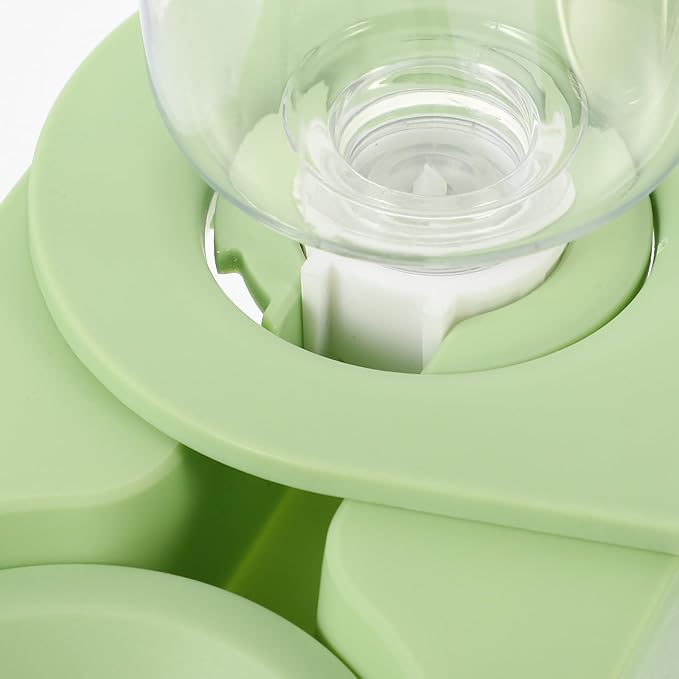Toyvian Stainless Steel Double Cat Bowl Rotatable Corner Foldable Pet Feeder with Green Bowls for Indoor Cat Feeding and Watering