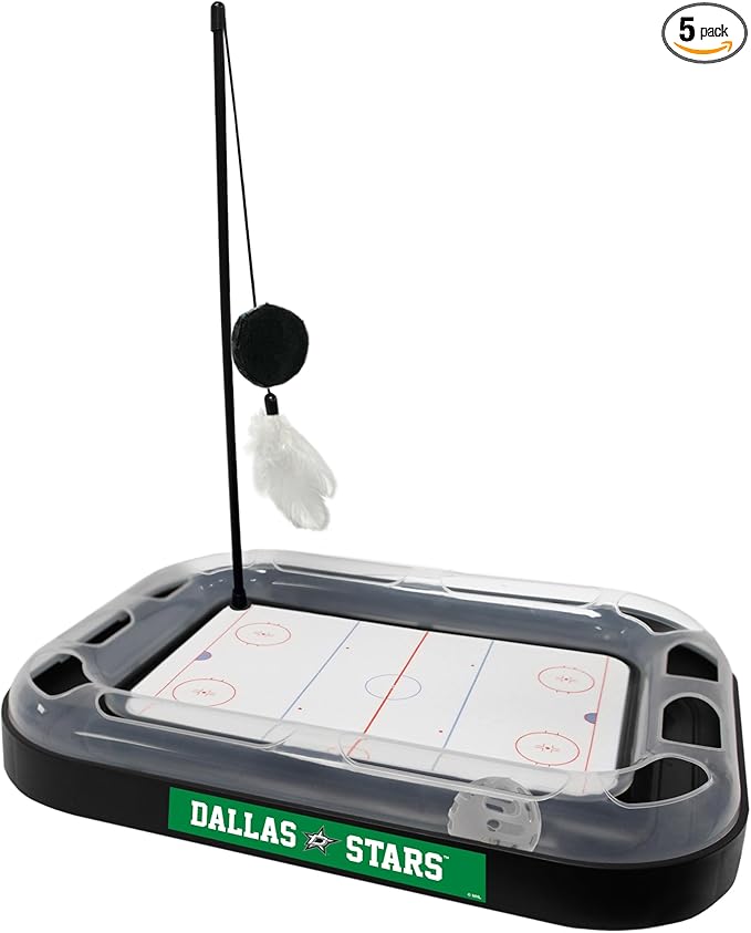 Pets First NHL Dallas Stars Hockey Field Scratching Cat Toy with Interactive Cat Ball Bell and Tracks