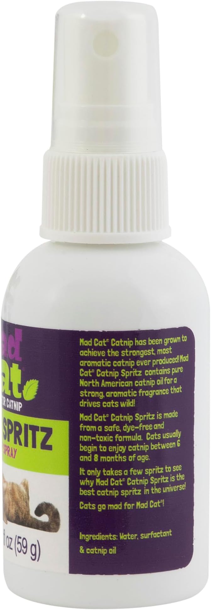 Mad Cat Frisky Spritz Safe Dye-Free Non- Toxic Pure North American Catnip Spray, 2 fl oz (59 g)