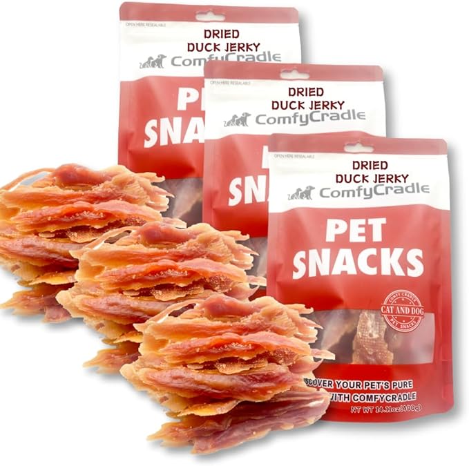 Duck Jerky Dog Treats, High-Protein & Low-Fat Chewy Snacks, Novel Protein for Sensitive Dogs & Shiny Coats, Grain-Free (3 Pack x 14.11 Ounce(Pack of 3),Duck)