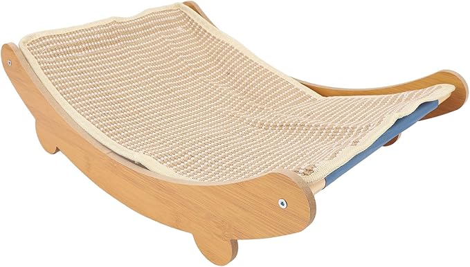 Cat Hammock Chair Scratch Cat Scratching Hammock Wooden Cat Rest Lounge Bed Portable Beach Chair Cat Hammock Furniture Protector Cat Scratcher Bed for Home (Large)