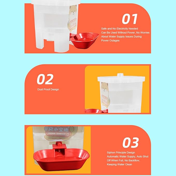 Zerodis Pet Water Dispenser, Multifunction Automatic Cat Water Feeder Large Capacity Freestanding Dog Drinking Container with Cover for Small Medium Pet Dog 7.09x7.09x8.27in