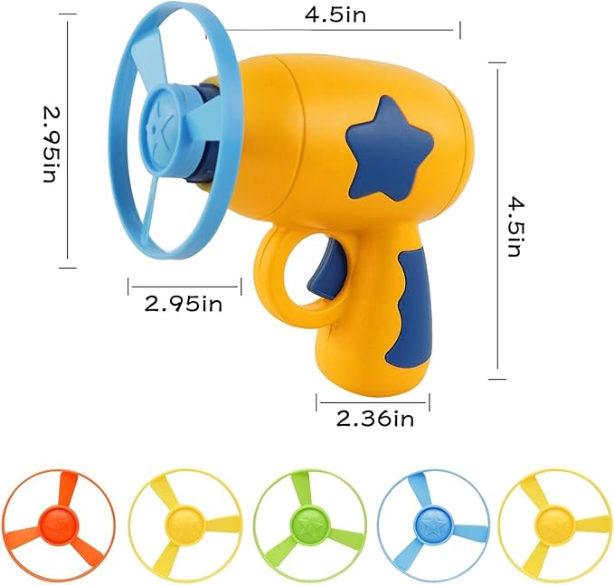 Andiker Cat Fetch Toy, Interactive Kitten Flying Disc Launcher Toy with 5 Colorful Flying Propellers for Cat Enrichment, Flying Saucer Toy for Cats for Training and Chasing (Yellow)
