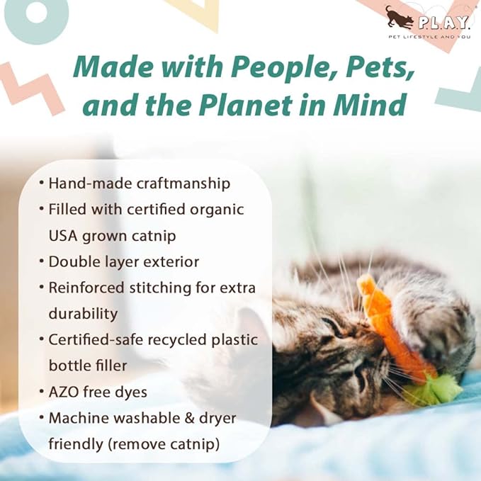P.L.A.Y. PET Lifestyle and You Feline Frenzy Farm to Tabby Plush Squeaky CAT Toy