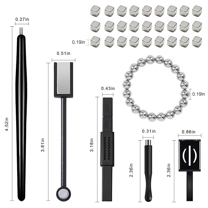 WOKOTO 60 PCS Cat Eye Magnet For Nails Multiple Style Nail Magnets For Nail Art Designs Magnets Beads Blocks Cat Eye Gel Nail Polish Magnets Nail Art Tools Pre-Design Nail Art Cat Eye Magnets