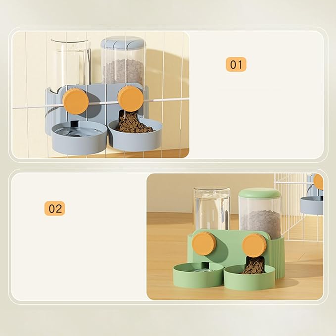 Cat Water Feeder Cat Feeding Watering Feeder Cat Water Dispenser Cat Automatic Feeder and Water Cage Mount