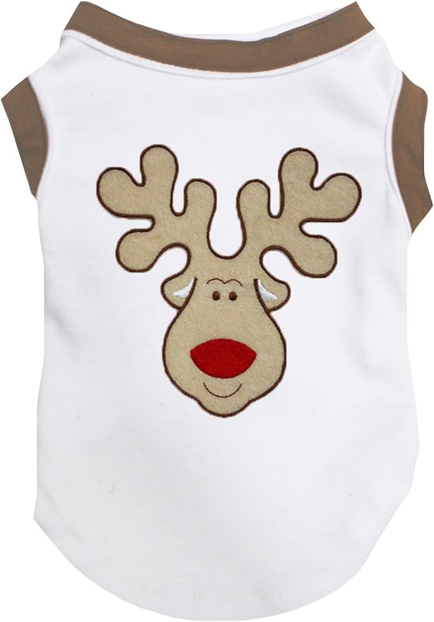 Petitebella Reindeer Face Puppy Dog Shirt White/Brown Cotton XXX-Large